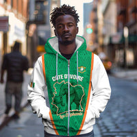 Custom Ivory Coast Football Zip Hoodie 2026 Cote d'Ivoire Les Elephants Green Version - Wonder Print Shop