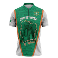 Custom Ivory Coast Football Zipper Polo Shirt 2026 Cote d'Ivoire Les Elephants Green Version - Wonder Print Shop