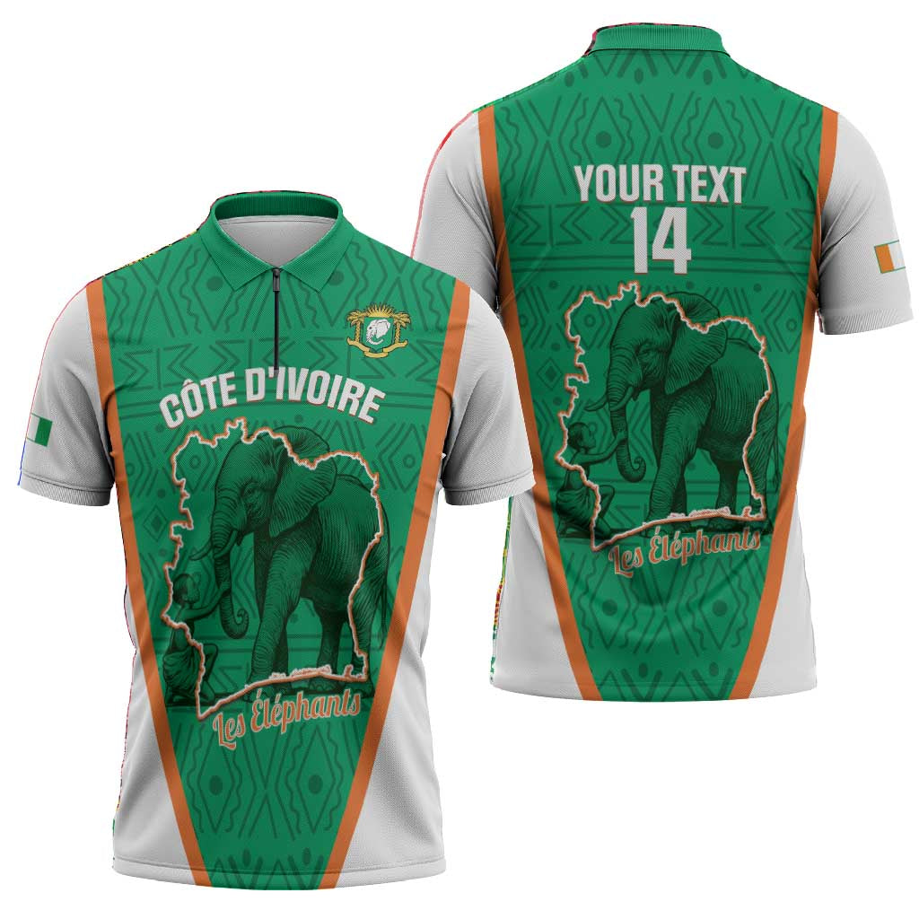 Custom Ivory Coast Football Zipper Polo Shirt 2026 Cote d'Ivoire Les Elephants Green Version - Wonder Print Shop