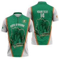 Custom Ivory Coast Football Zipper Polo Shirt 2026 Cote d'Ivoire Les Elephants Green Version - Wonder Print Shop