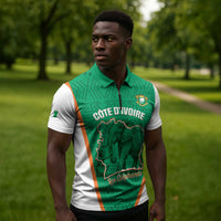 Custom Ivory Coast Football Zipper Polo Shirt 2026 Cote d'Ivoire Les Elephants Green Version - Wonder Print Shop