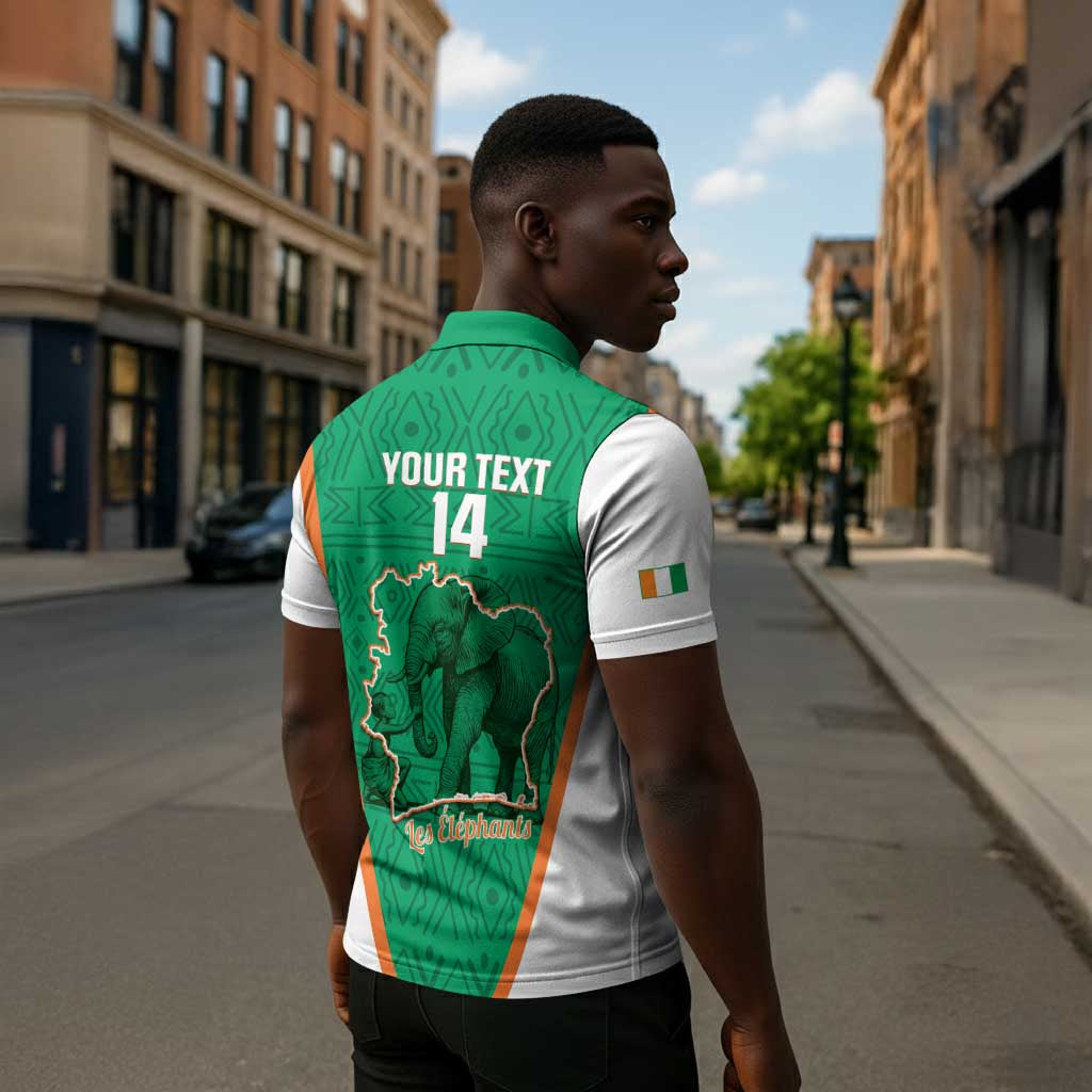 Custom Ivory Coast Football Zipper Polo Shirt 2026 Cote d'Ivoire Les Elephants Green Version - Wonder Print Shop