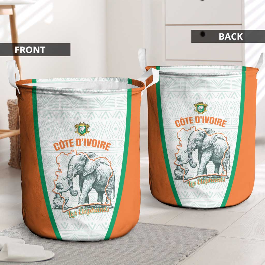 Ivory Coast Football Laundry Basket 2026 Cote d'Ivoire Les Elephants White Version - Wonder Print Shop