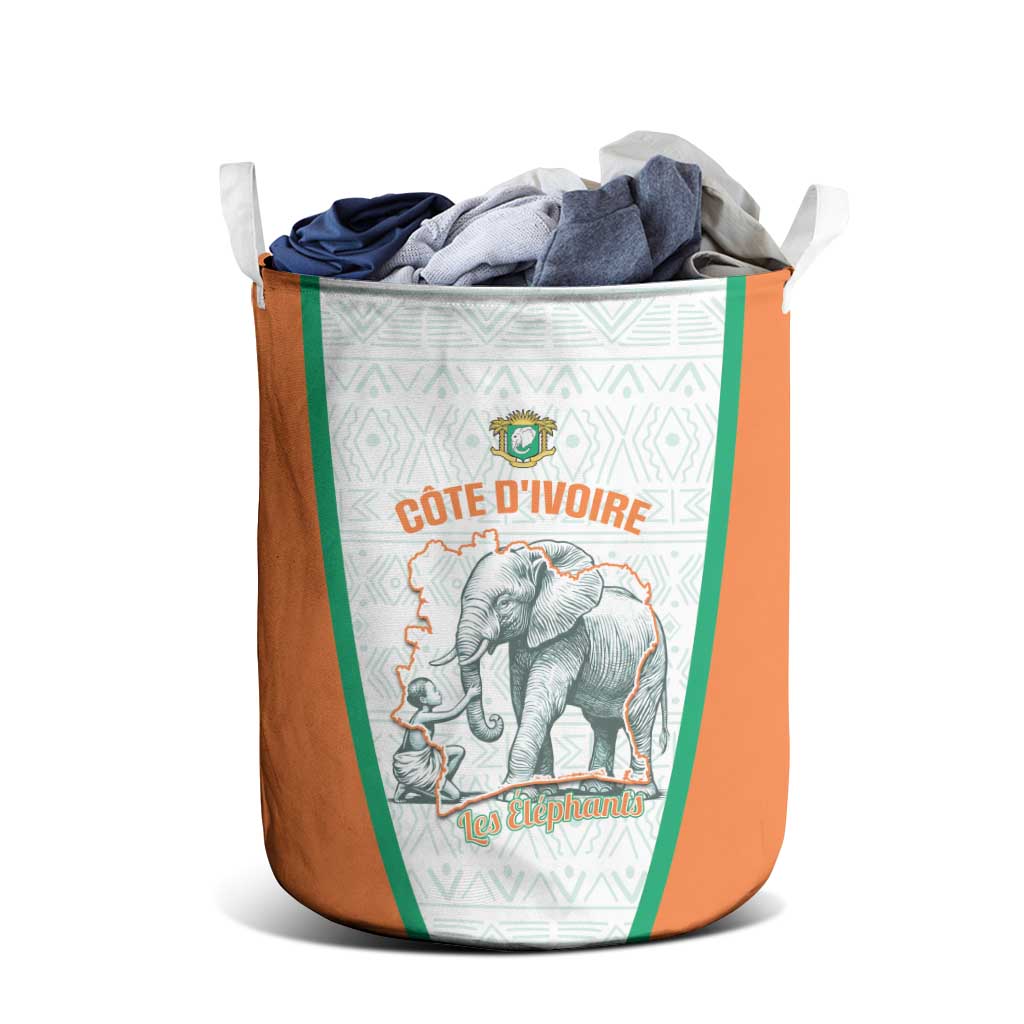 Ivory Coast Football Laundry Basket 2026 Cote d'Ivoire Les Elephants White Version - Wonder Print Shop