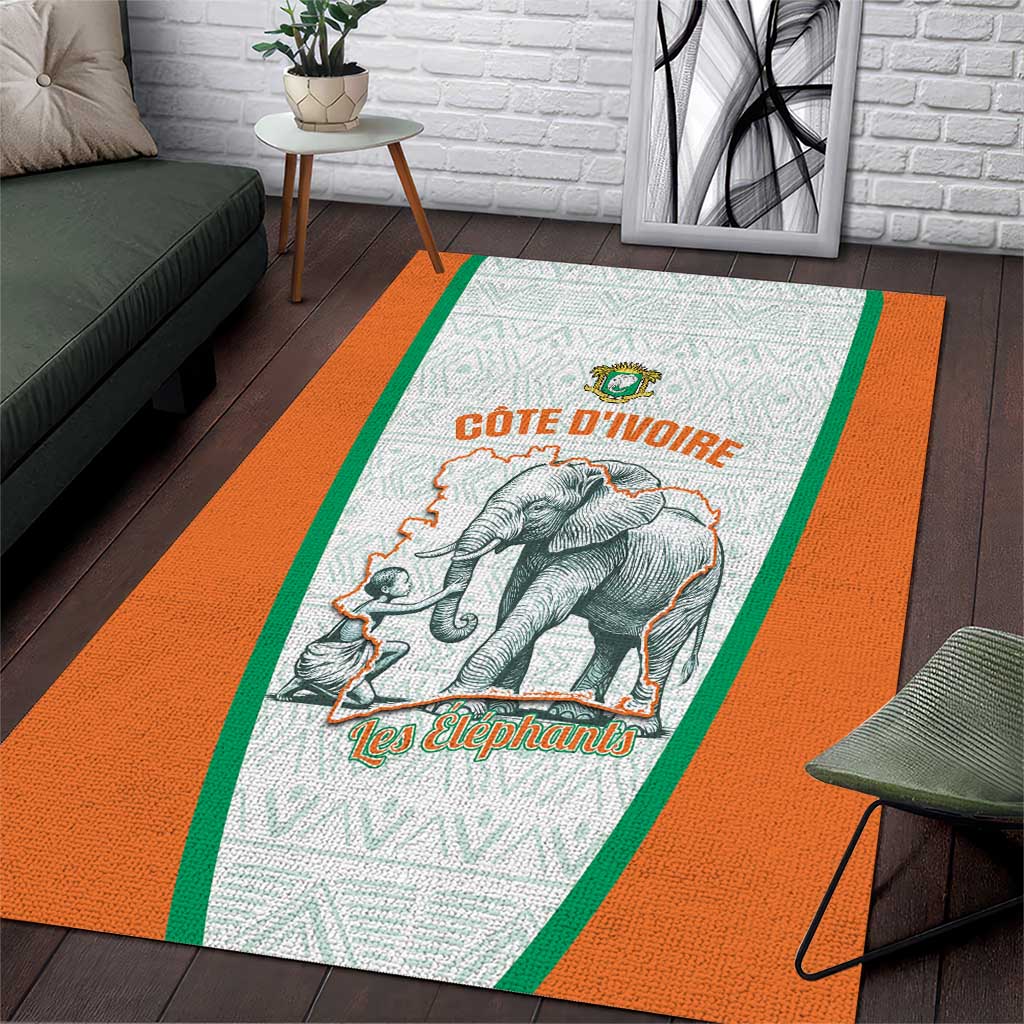 Ivory Coast Football Area Rug 2026 Cote d'Ivoire Les Elephants White Version - Wonder Print Shop