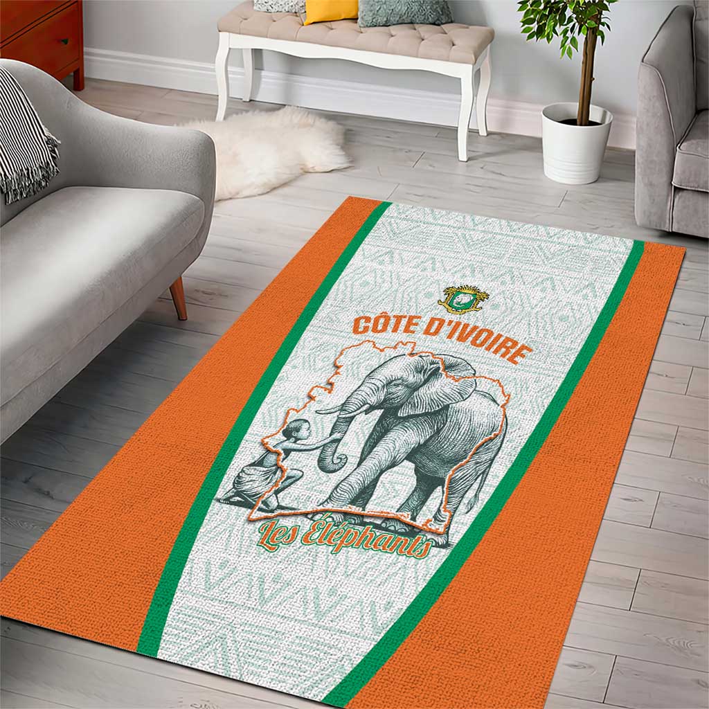 Ivory Coast Football Area Rug 2026 Cote d'Ivoire Les Elephants White Version - Wonder Print Shop