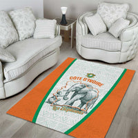 Ivory Coast Football Area Rug 2026 Cote d'Ivoire Les Elephants White Version - Wonder Print Shop