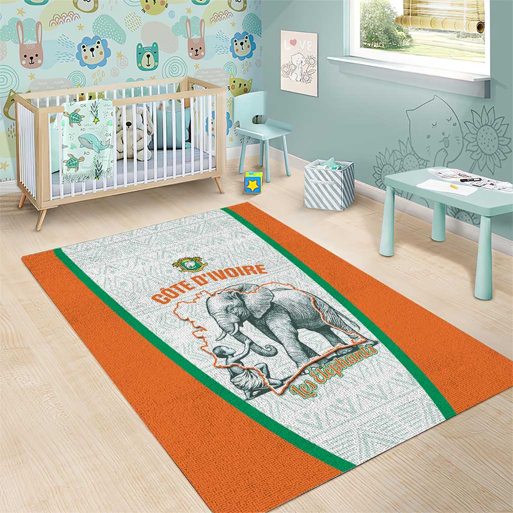 Ivory Coast Football Area Rug 2026 Cote d'Ivoire Les Elephants White Version - Wonder Print Shop