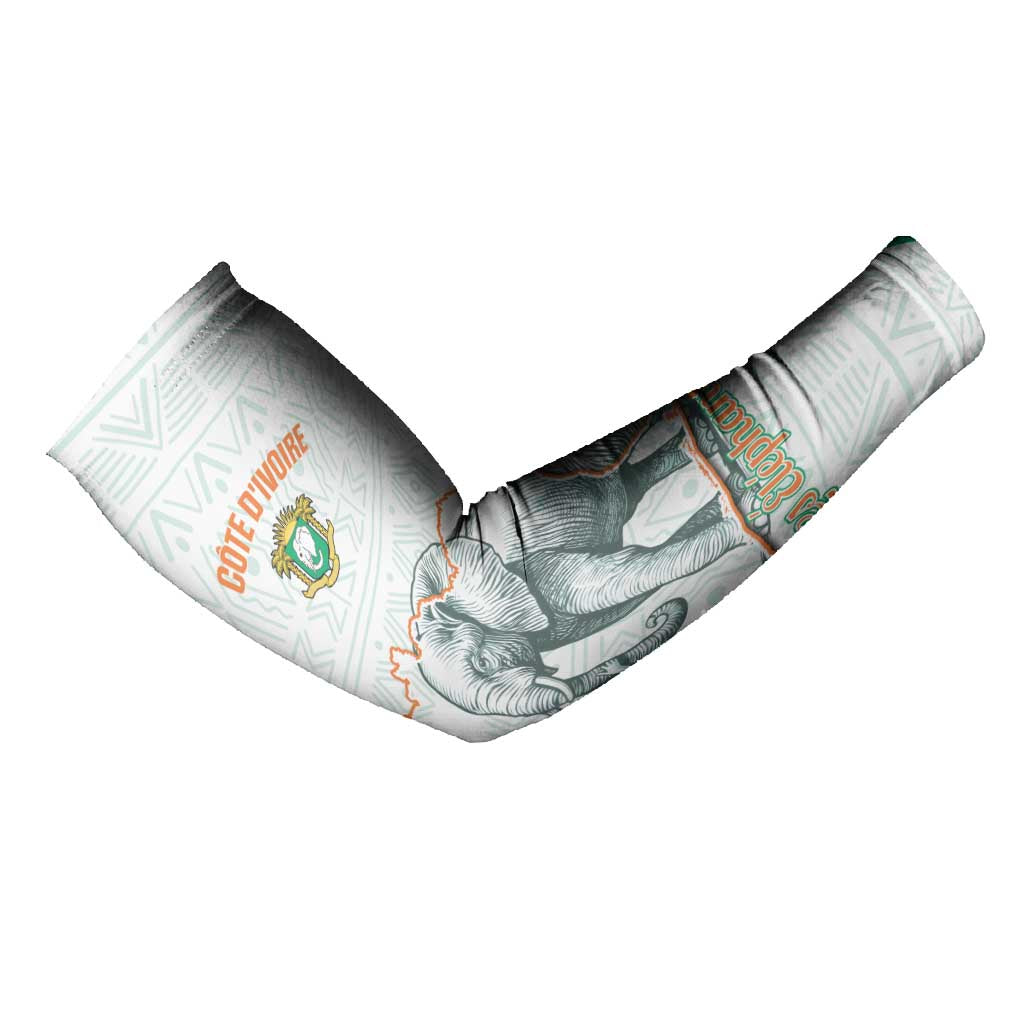 Custom Ivory Coast Football Arm Sleeves 2026 Cote d'Ivoire Les Elephants White Version - Wonder Print Shop