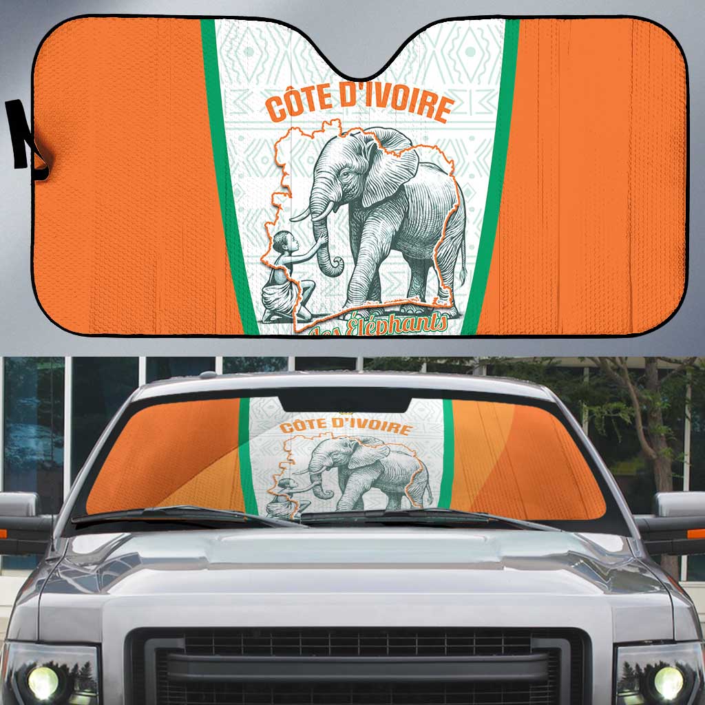 Ivory Coast Football Auto Sun Shade 2026 Cote d'Ivoire Les Elephants White Version - Wonder Print Shop