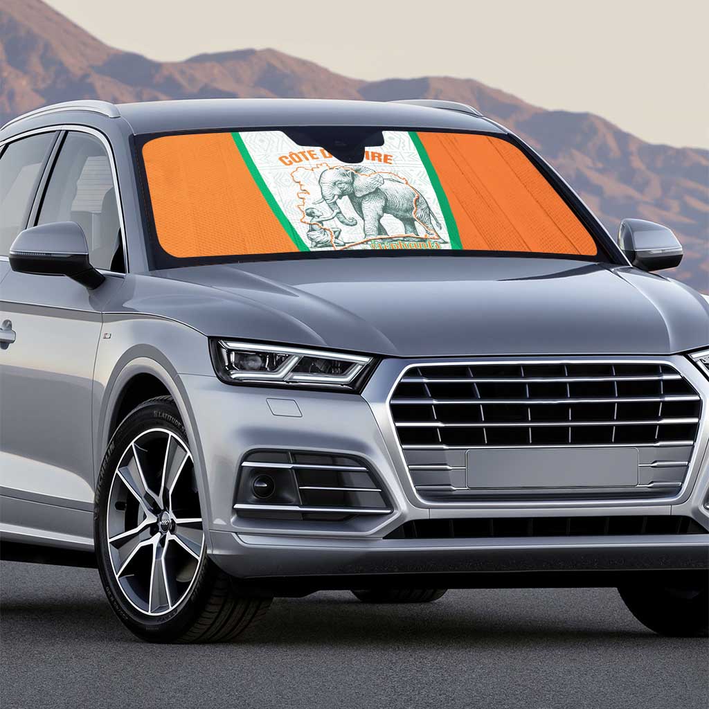 Ivory Coast Football Auto Sun Shade 2026 Cote d'Ivoire Les Elephants White Version - Wonder Print Shop
