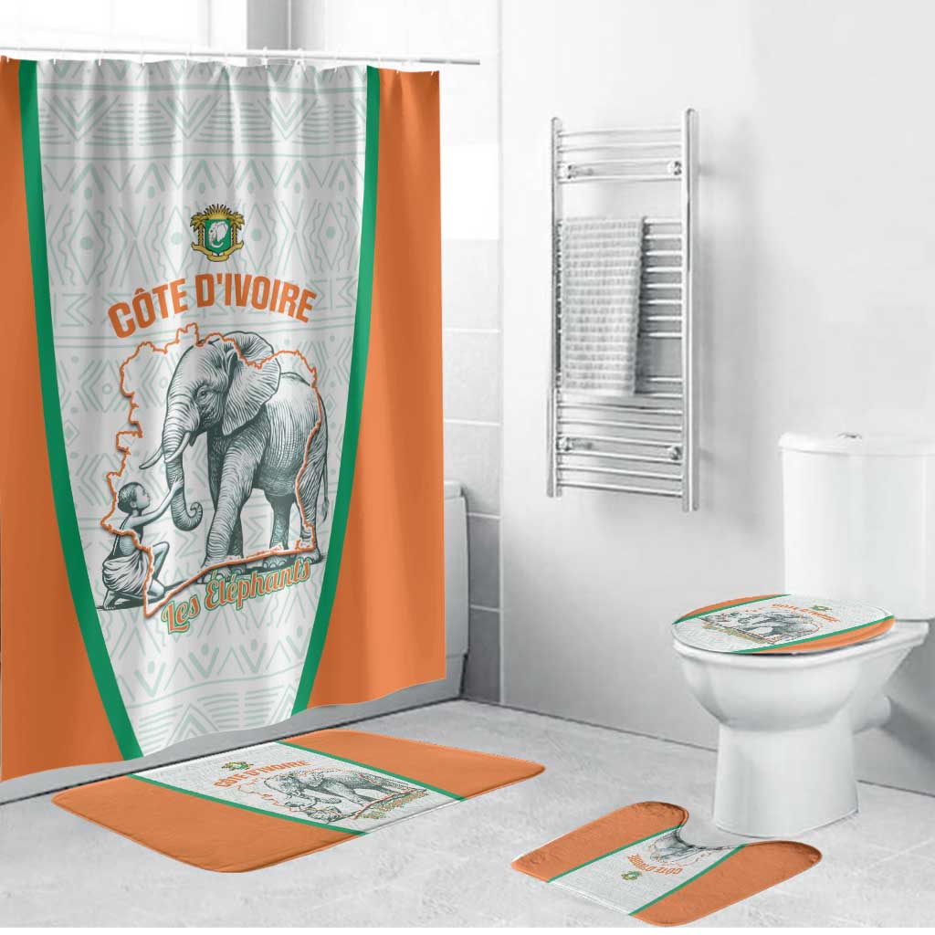 Ivory Coast Football Bathroom Set 2026 Cote d'Ivoire Les Elephants White Version - Wonder Print Shop