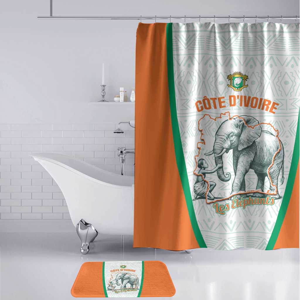 Ivory Coast Football Bathroom Set 2026 Cote d'Ivoire Les Elephants White Version - Wonder Print Shop
