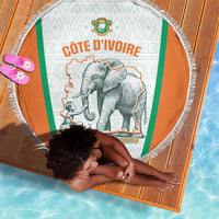 Ivory Coast Football Beach Blanket 2026 Cote d'Ivoire Les Elephants White Version - Wonder Print Shop