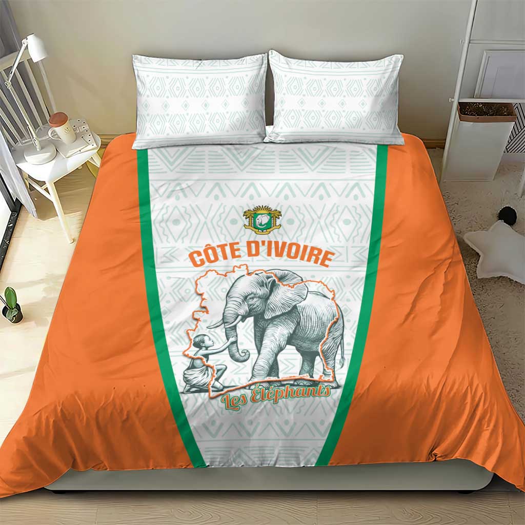 Ivory Coast Football Bedding Set 2026 Cote d'Ivoire Les Elephants White Version - Wonder Print Shop