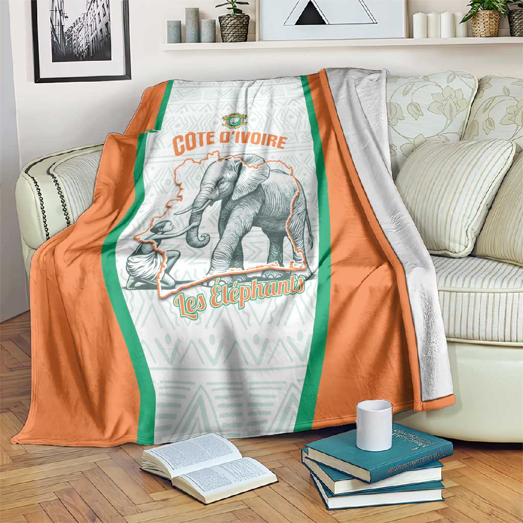 Ivory Coast Football Blanket 2026 Cote d'Ivoire Les Elephants White Version - Wonder Print Shop