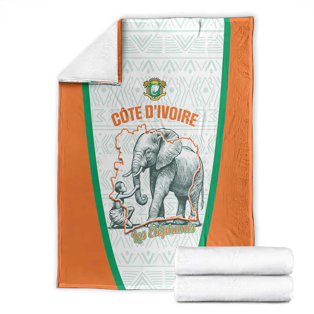 Ivory Coast Football Blanket 2026 Cote d'Ivoire Les Elephants White Version - Wonder Print Shop