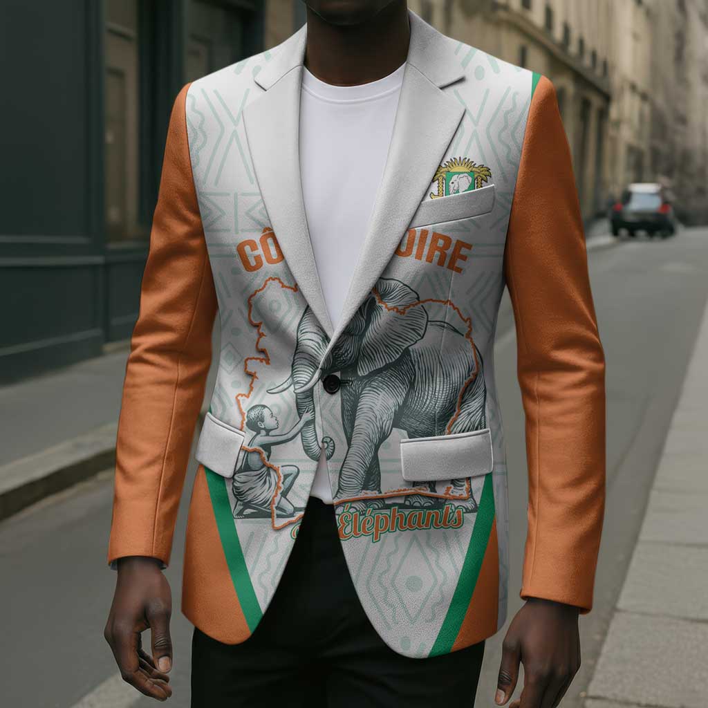 Custom Ivory Coast Football Blazer 2026 Cote d'Ivoire Les Elephants White Version - Wonder Print Shop