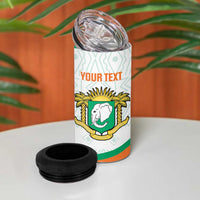 Custom Ivory Coast Football 4 in 1 Can Cooler Tumbler 2026 Cote d'Ivoire Les Elephants White Version - Wonder Print Shop