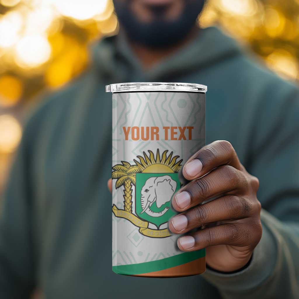 Custom Ivory Coast Football 4 in 1 Can Cooler Tumbler 2026 Cote d'Ivoire Les Elephants White Version - Wonder Print Shop