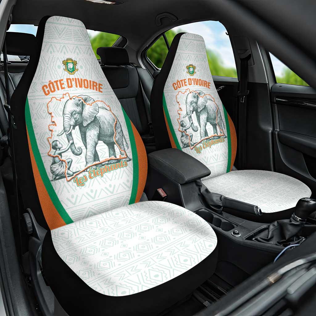 Ivory Coast Football Car Seat Cover 2026 Cote d'Ivoire Les Elephants White Version - Wonder Print Shop