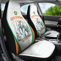 Ivory Coast Football Car Seat Cover 2026 Cote d'Ivoire Les Elephants White Version - Wonder Print Shop