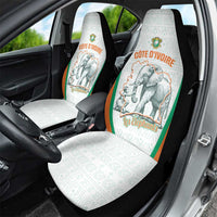 Ivory Coast Football Car Seat Cover 2026 Cote d'Ivoire Les Elephants White Version - Wonder Print Shop