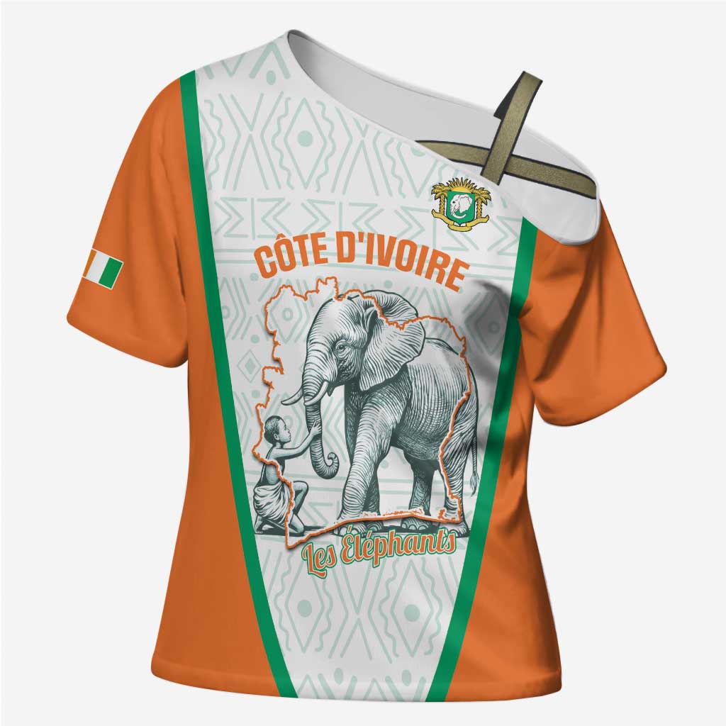Custom Ivory Coast Football Cross Shoulder Shirt 2026 Cote d'Ivoire Les Elephants White Version - Wonder Print Shop