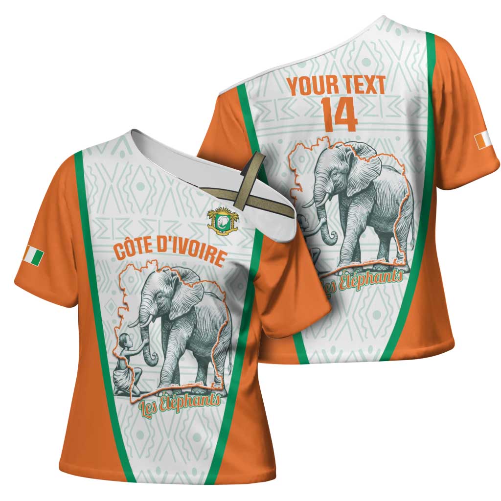 Custom Ivory Coast Football Cross Shoulder Shirt 2026 Cote d'Ivoire Les Elephants White Version - Wonder Print Shop