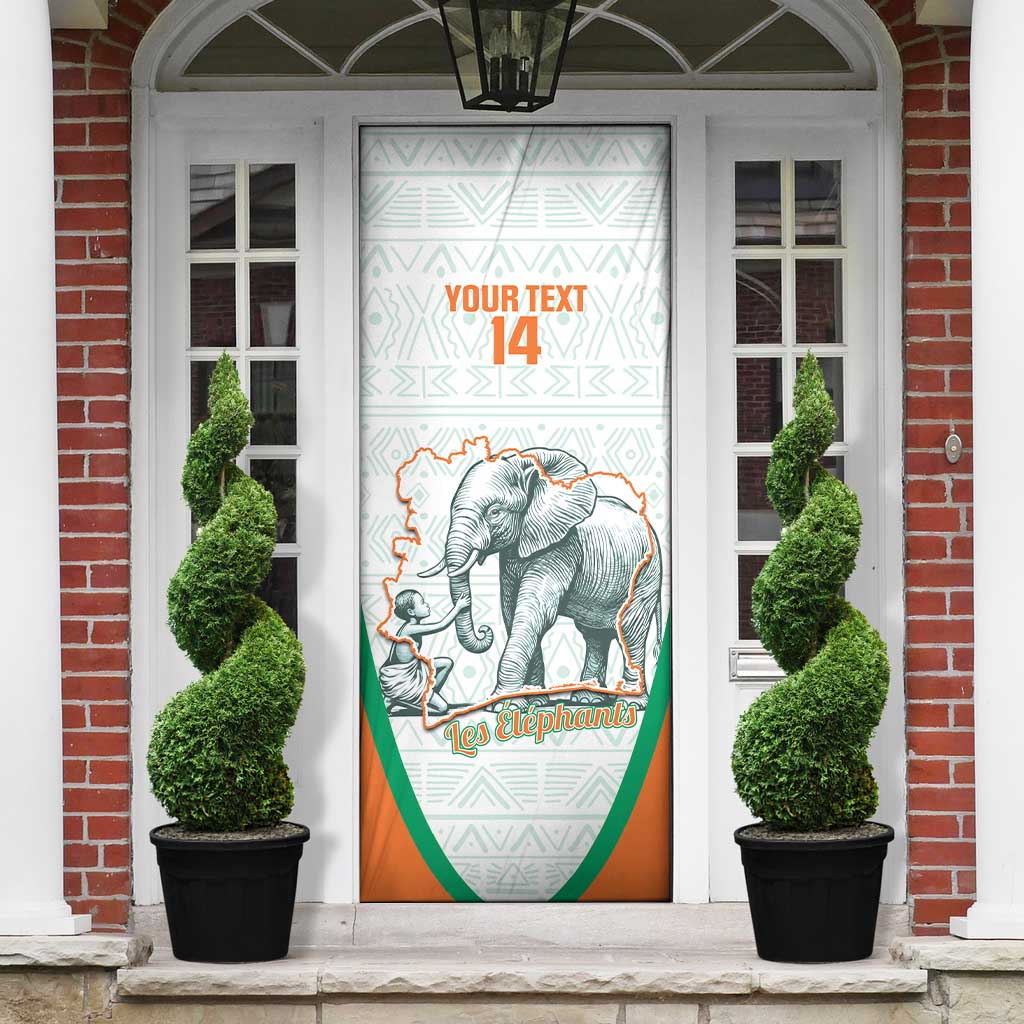Custom Ivory Coast Football Door Cover 2026 Cote d'Ivoire Les Elephants White Version - Wonder Print Shop