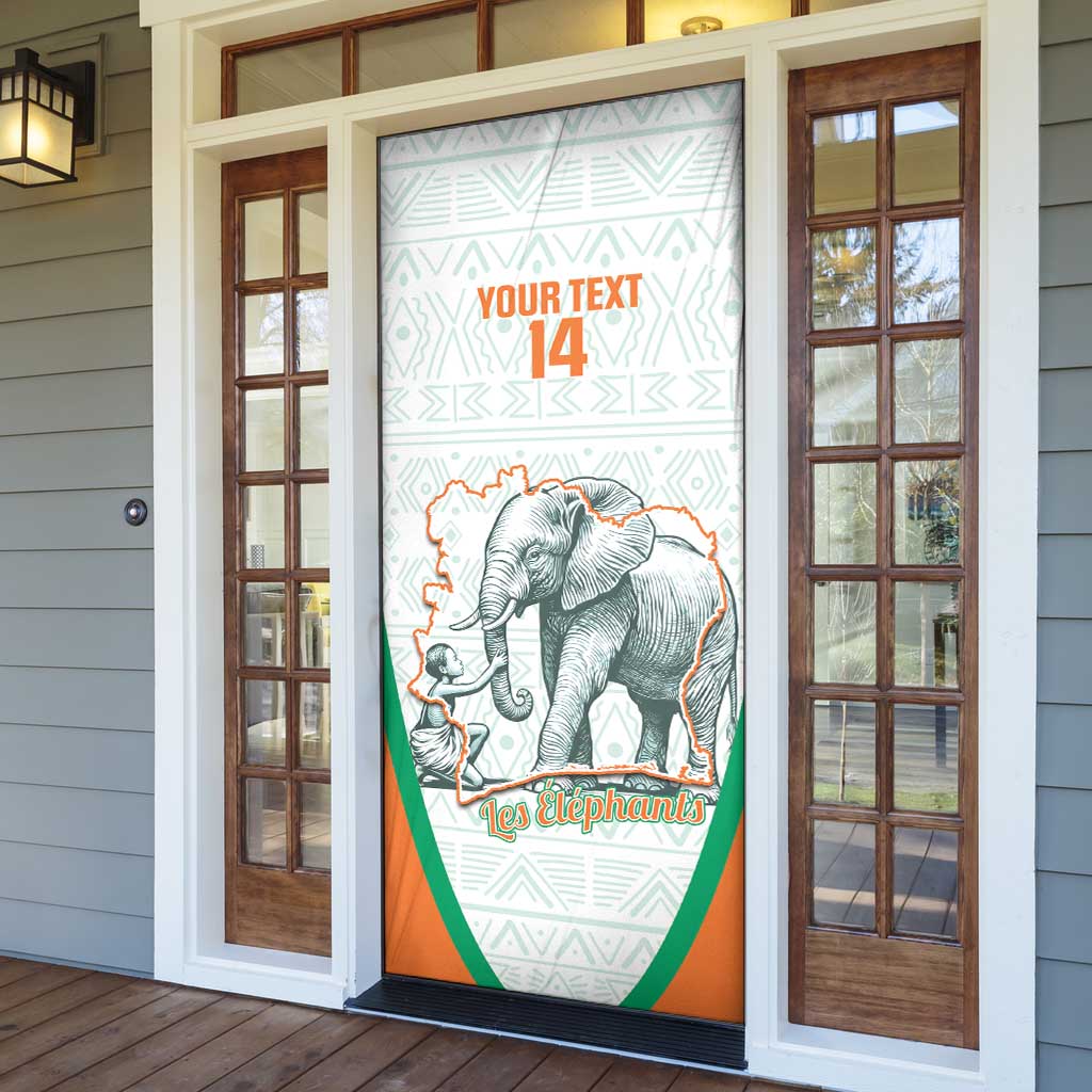 Custom Ivory Coast Football Door Cover 2026 Cote d'Ivoire Les Elephants White Version - Wonder Print Shop