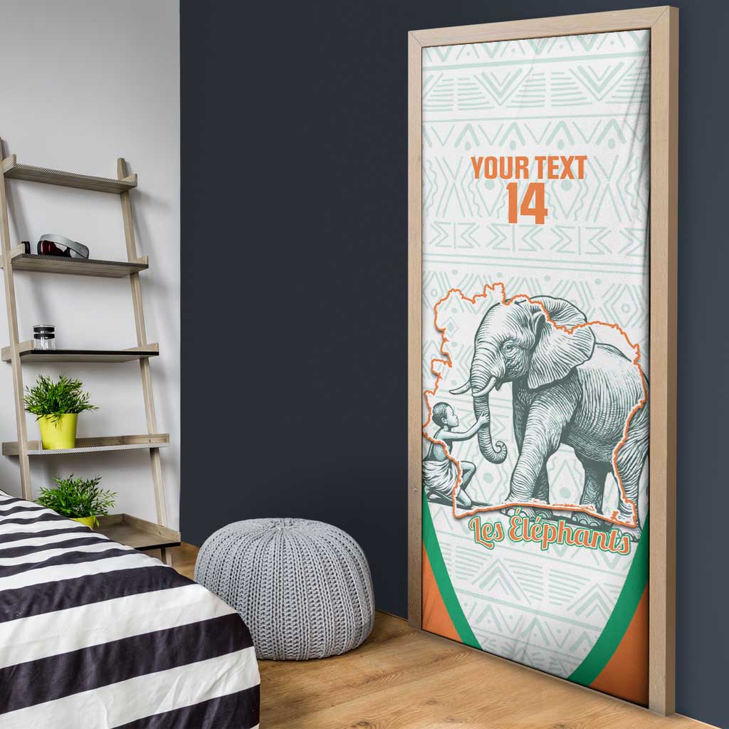 Custom Ivory Coast Football Door Cover 2026 Cote d'Ivoire Les Elephants White Version - Wonder Print Shop
