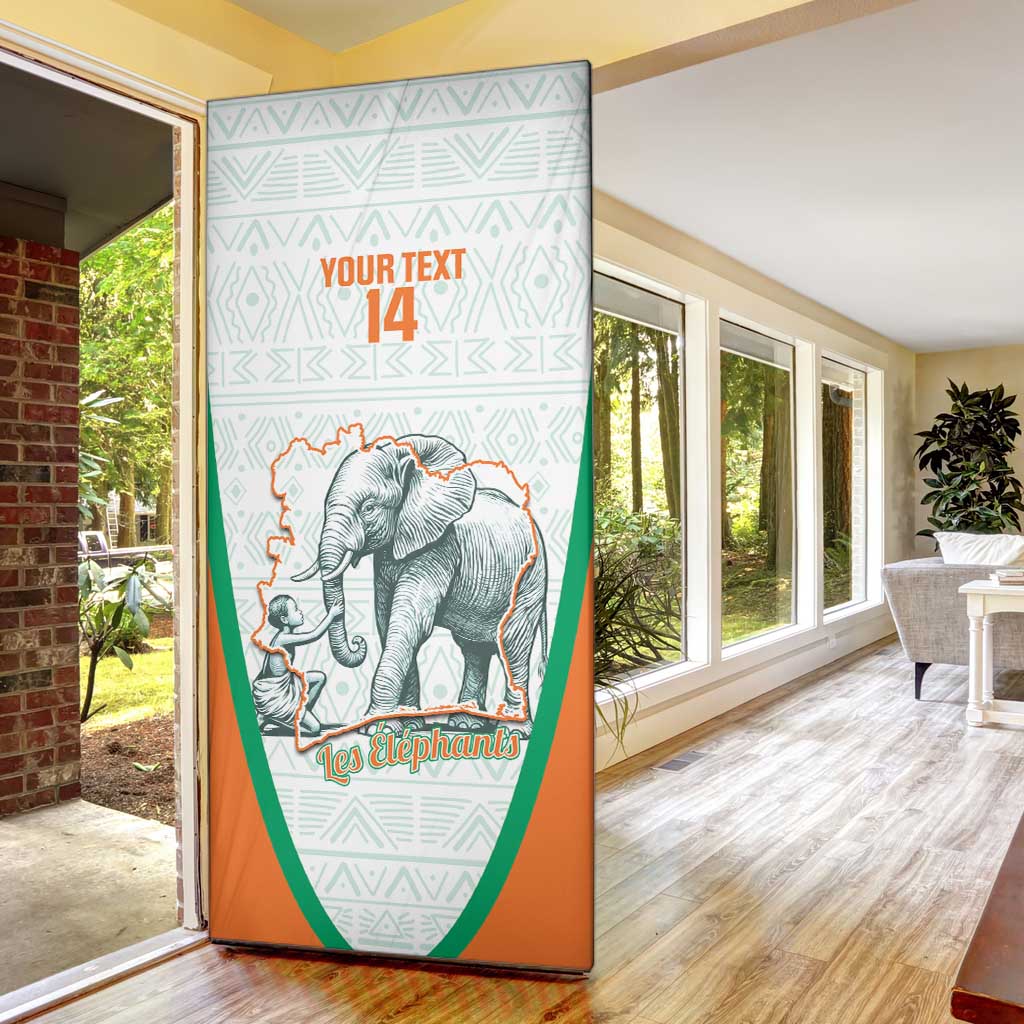 Custom Ivory Coast Football Door Cover 2026 Cote d'Ivoire Les Elephants White Version - Wonder Print Shop