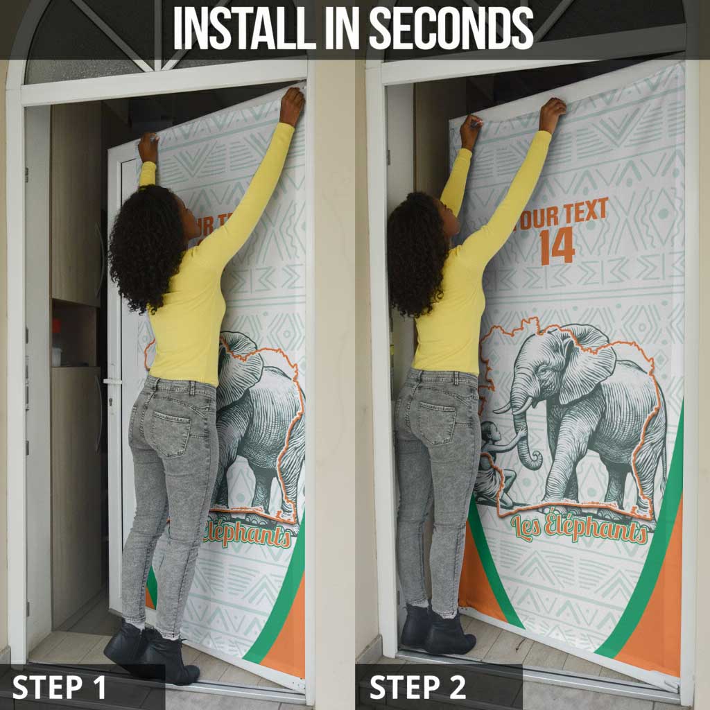 Custom Ivory Coast Football Door Cover 2026 Cote d'Ivoire Les Elephants White Version - Wonder Print Shop
