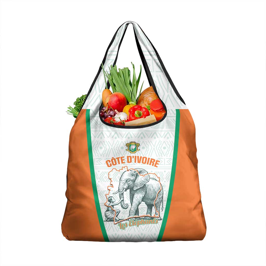 Ivory Coast Football Grocery Bag 2026 Cote d'Ivoire Les Elephants White Version - Wonder Print Shop