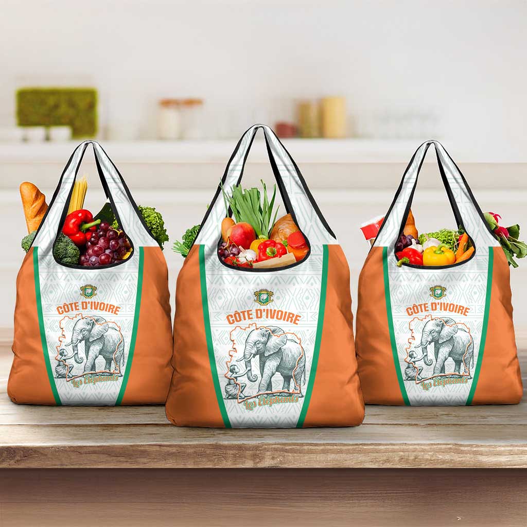 Ivory Coast Football Grocery Bag 2026 Cote d'Ivoire Les Elephants White Version - Wonder Print Shop