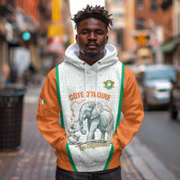 Custom Ivory Coast Football Hoodie 2026 Cote d'Ivoire Les Elephants White Version - Wonder Print Shop