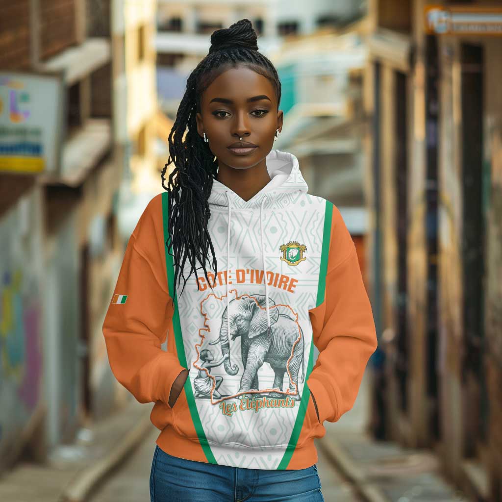 Custom Ivory Coast Football Hoodie 2026 Cote d'Ivoire Les Elephants White Version - Wonder Print Shop