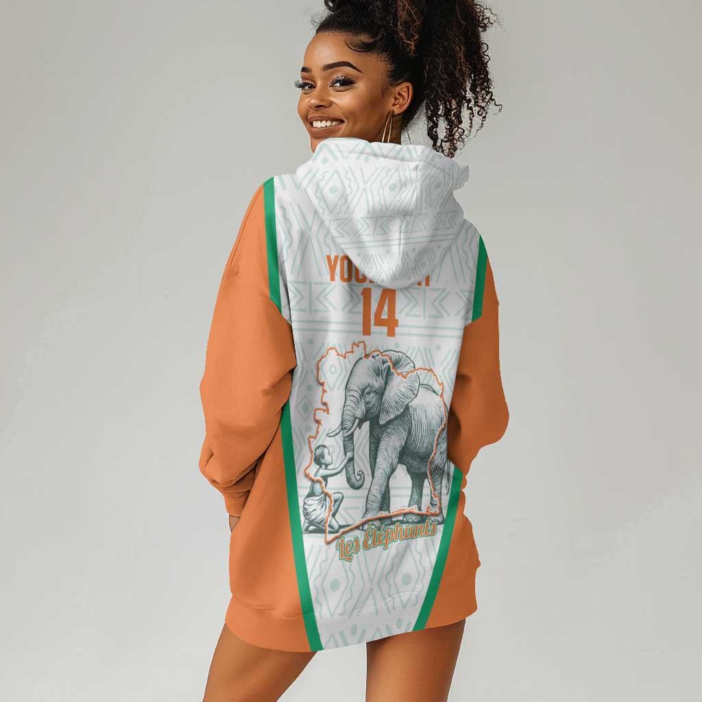 Custom Ivory Coast Football Hoodie Dress 2026 Cote d'Ivoire Les Elephants White Version - Wonder Print Shop