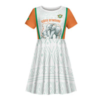 Custom Ivory Coast Football Kid Short Sleeve Dress 2026 Cote d'Ivoire Les Elephants White Version LT14