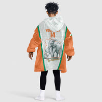 Custom Ivory Coast Football Kid Wearable Blanket Hoodie 2026 Cote d'Ivoire Les Elephants White Version - Wonder Print Shop