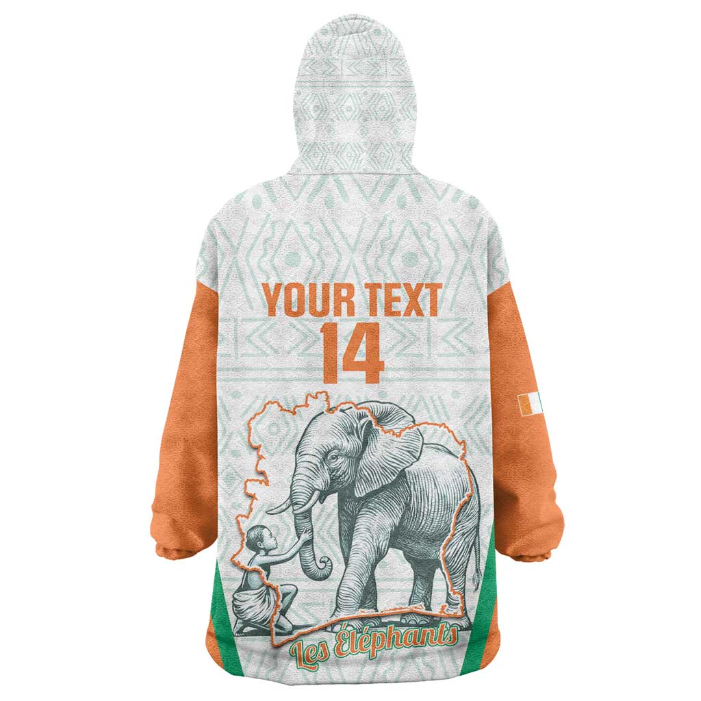 Custom Ivory Coast Football Kid Wearable Blanket Hoodie 2026 Cote d'Ivoire Les Elephants White Version - Wonder Print Shop