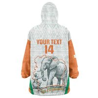 Custom Ivory Coast Football Kid Wearable Blanket Hoodie 2026 Cote d'Ivoire Les Elephants White Version - Wonder Print Shop