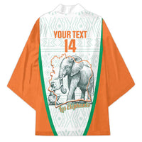 Custom Ivory Coast Football Kimono 2026 Cote d'Ivoire Les Elephants White Version - Wonder Print Shop