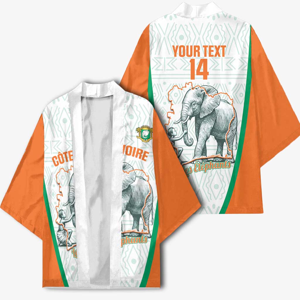 Custom Ivory Coast Football Kimono 2026 Cote d'Ivoire Les Elephants White Version - Wonder Print Shop
