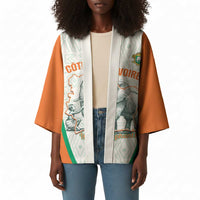 Custom Ivory Coast Football Kimono 2026 Cote d'Ivoire Les Elephants White Version - Wonder Print Shop