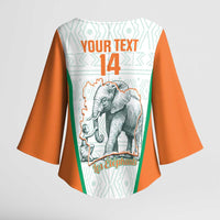 Custom Ivory Coast Football Kimono Sleeve Blouse 2026 Cote d'Ivoire Les Elephants White Version - Wonder Print Shop