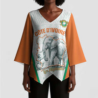 Custom Ivory Coast Football Kimono Sleeve Blouse 2026 Cote d'Ivoire Les Elephants White Version - Wonder Print Shop