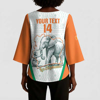 Custom Ivory Coast Football Kimono Sleeve Blouse 2026 Cote d'Ivoire Les Elephants White Version - Wonder Print Shop