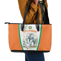 Ivory Coast Football Leather Tote Bag 2026 Cote d'Ivoire Les Elephants White Version - Wonder Print Shop